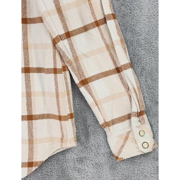 Idyllwind Shirt Womens XS Cream Tan Plaid Flannel Western Pearl Snap Long Sleeve - Picture 8 of 11